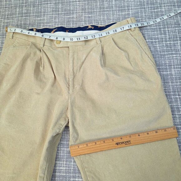 LRL Ralph Lauren Corduroy Pants Pleated Men's 38x30 (act 38x29) Camel Cuffed Hem - Picture 5 of 11